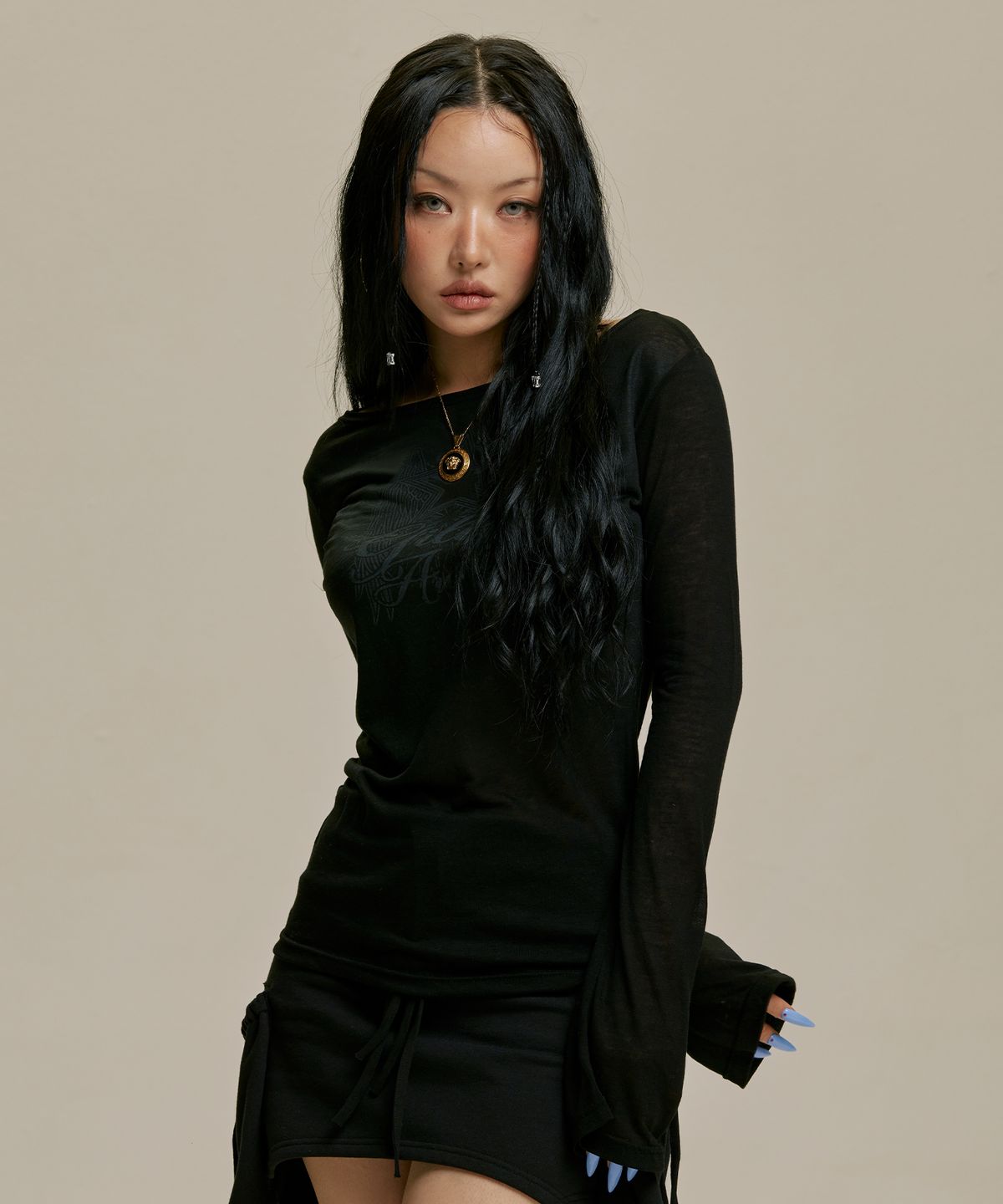 길라아카이브(GILAARCHIVE) STAR WING SHEER LONG SLEEVE_BK