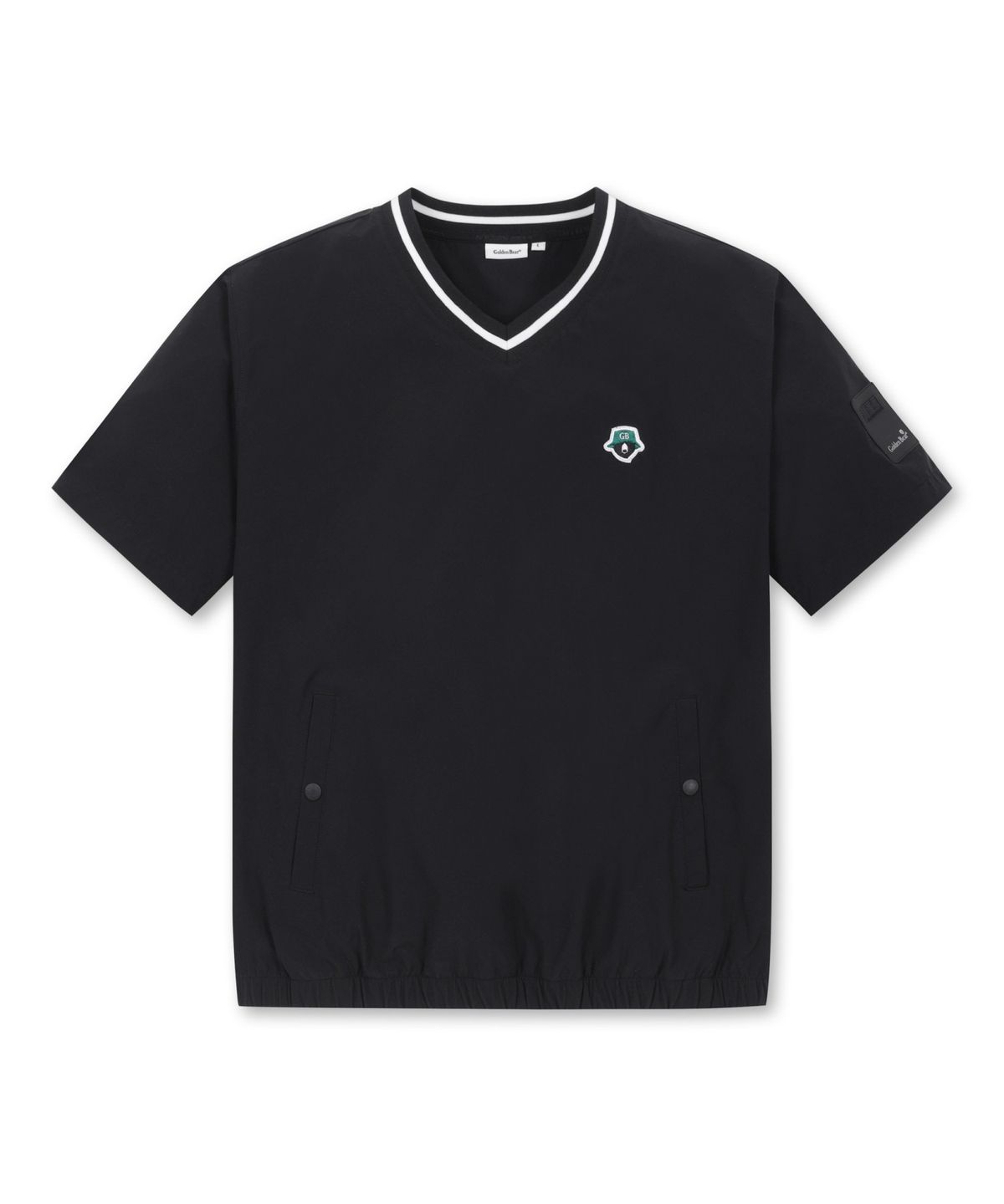 골든베어(GOLDEN BEAR) 1/2 Sleeves V Neck Woven Pullover_G4TAM25211BKX