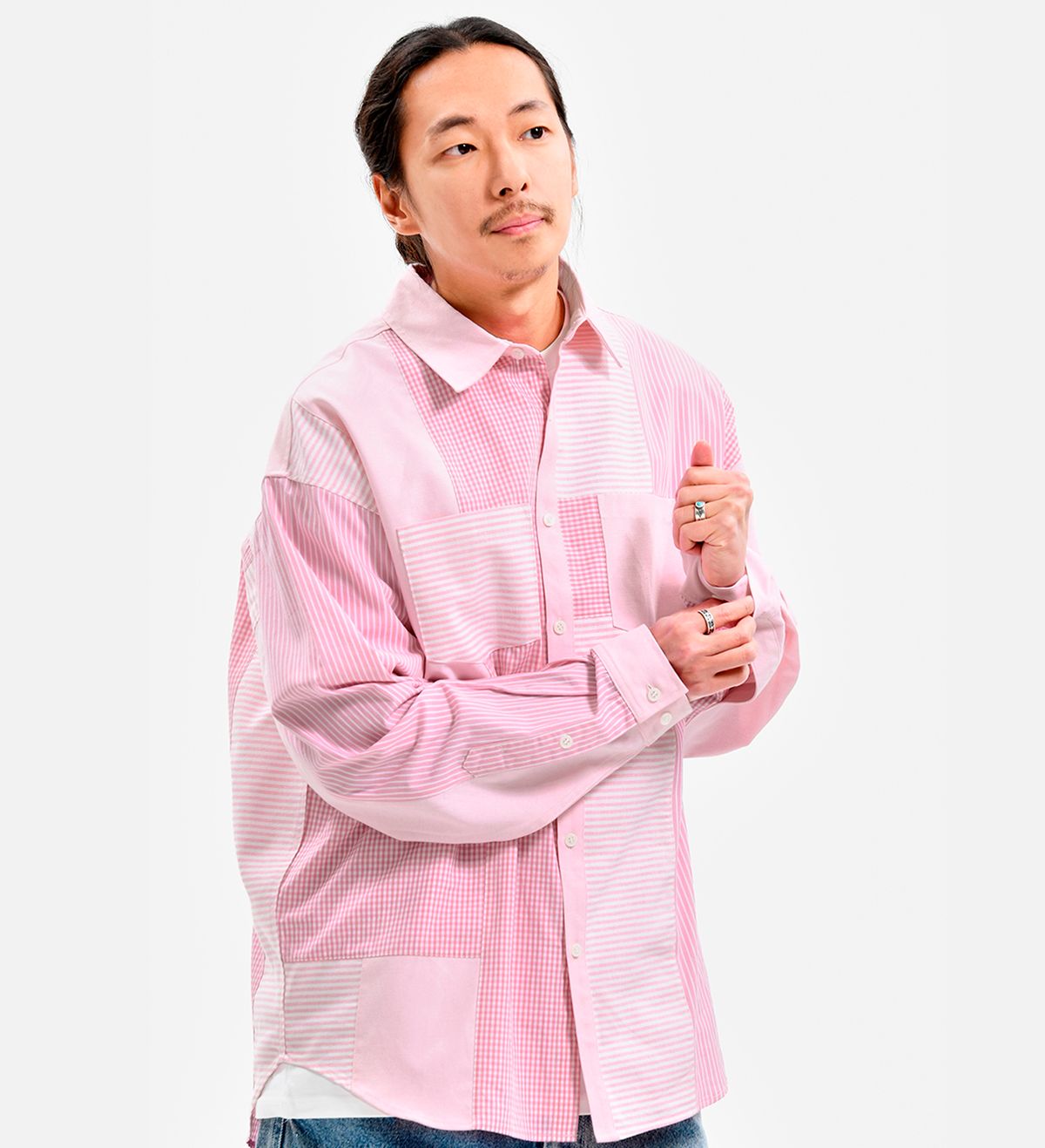 엑스트라오디너리(EXTRAORDINARY) PATCHWORK SHIRT PINK