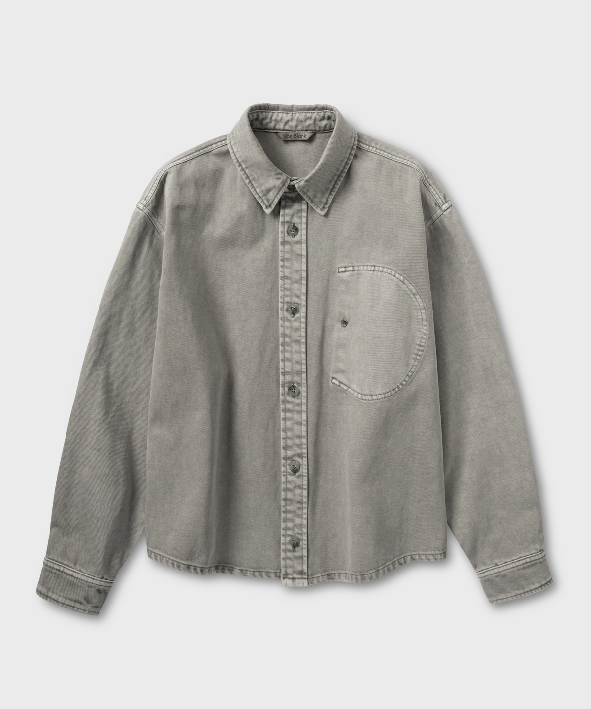 넌블랭크(NONBLANK) 다잉 데님 셔츠_GREYISH KHAKI