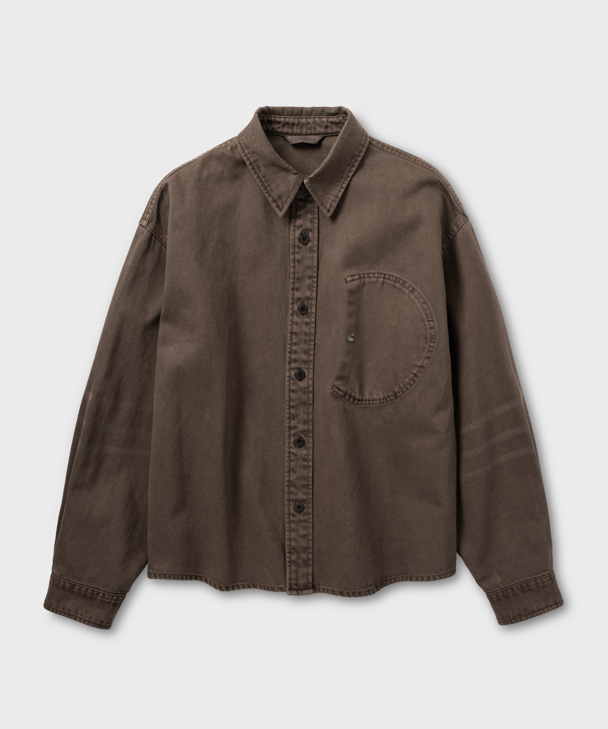 넌블랭크(NONBLANK) 다잉 데님 셔츠_BROWN