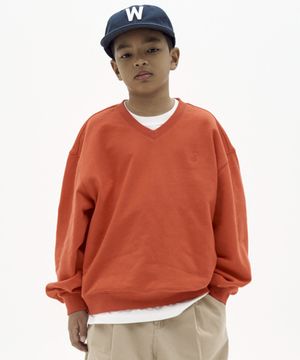 스몰라쿠 브이넥 오버맨투맨 (오렌지레드)