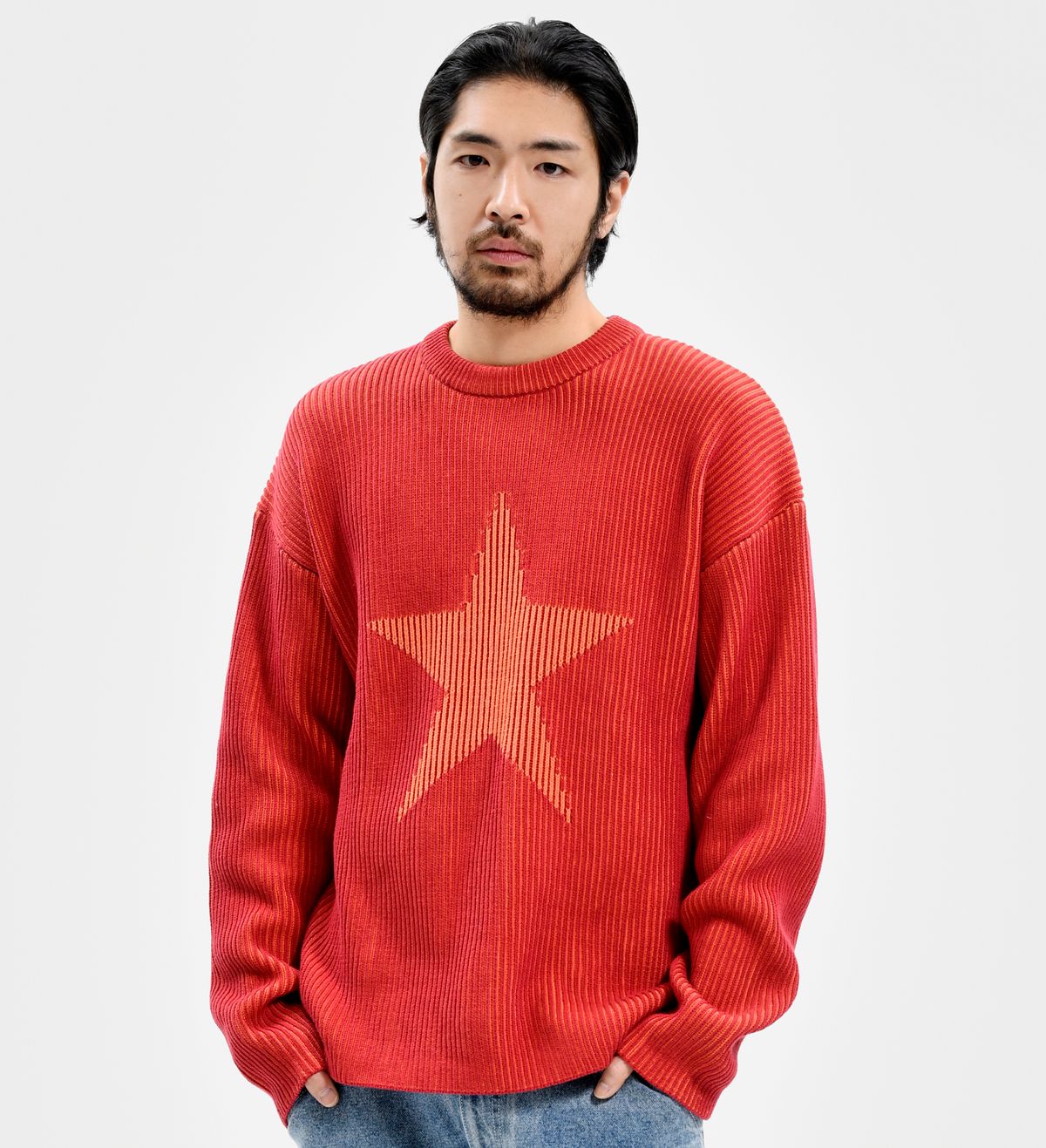 엑스트라오디너리(EXTRAORDINARY) STAR JACQUARD SWEATER RED