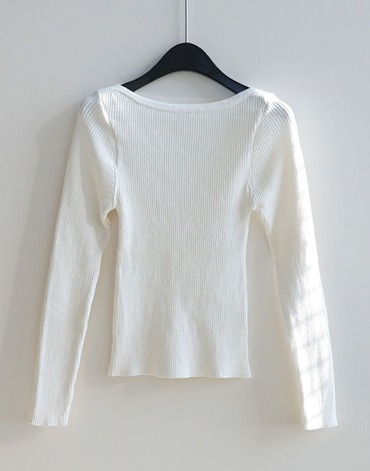 디그(DIGUE) rib boat neck KNIT (cotton 100%) (IVORY)