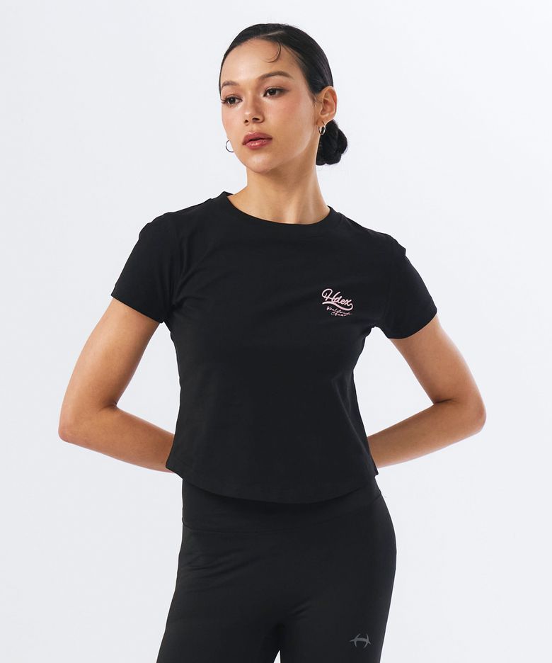 우먼스 커브드 헴 숏 슬리브 (Black)