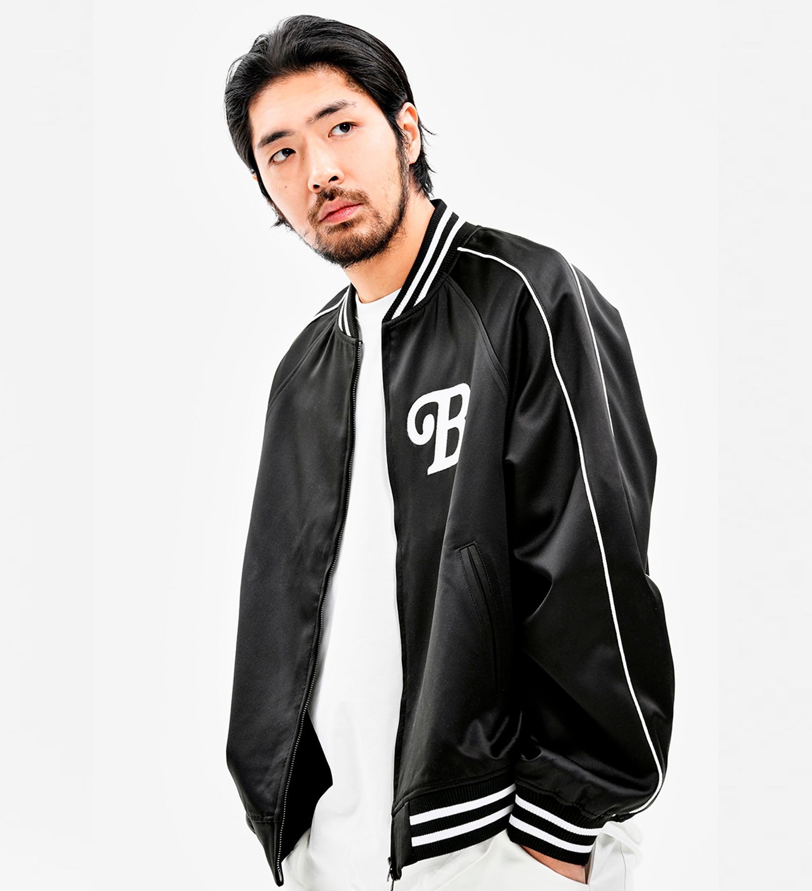 EXTRAORDINARY ■ BSC SOUVENIR SATIN JACKET MUSINSA | EXTRAORDINARY B.S.C SOUVENIR SATIN JACKET BLACK