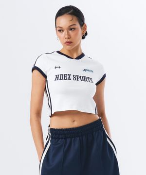 우먼스 스포티 링거 브이넥 숏 슬리브 (White)