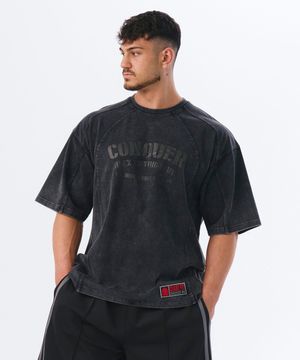 페이디드 워싱 컨쿼 숏 슬리브 (Charcoal)