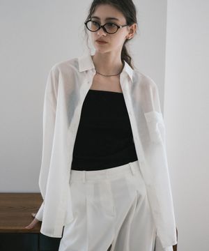 텐셀 시스루 루즈핏 셔츠 화이트 MDSH019WHITE