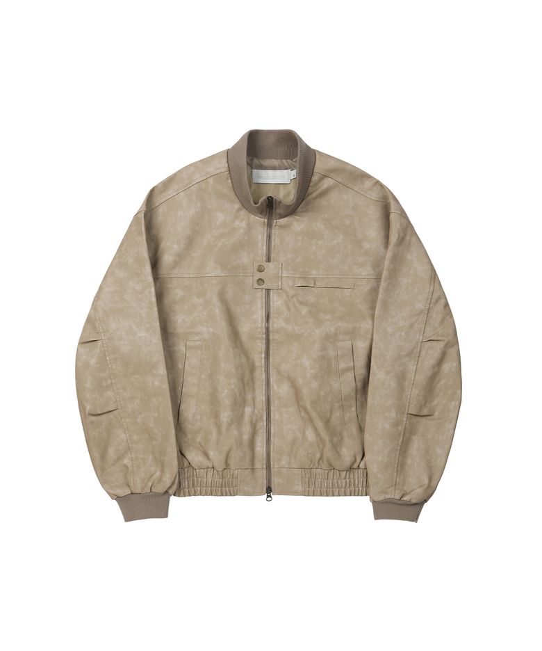 Washed Faux Leather Blouson [BEIGE]_SEJK024BEIGE