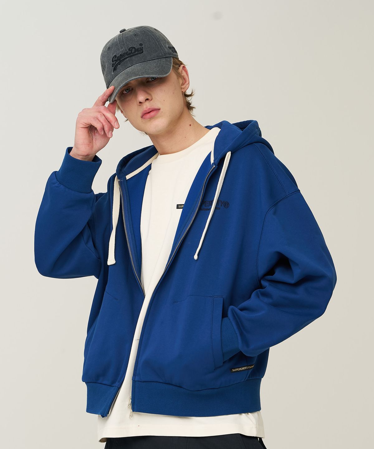 슈퍼드라이(SUPERDRY) 코어 2-WAY 후드집업 네이비