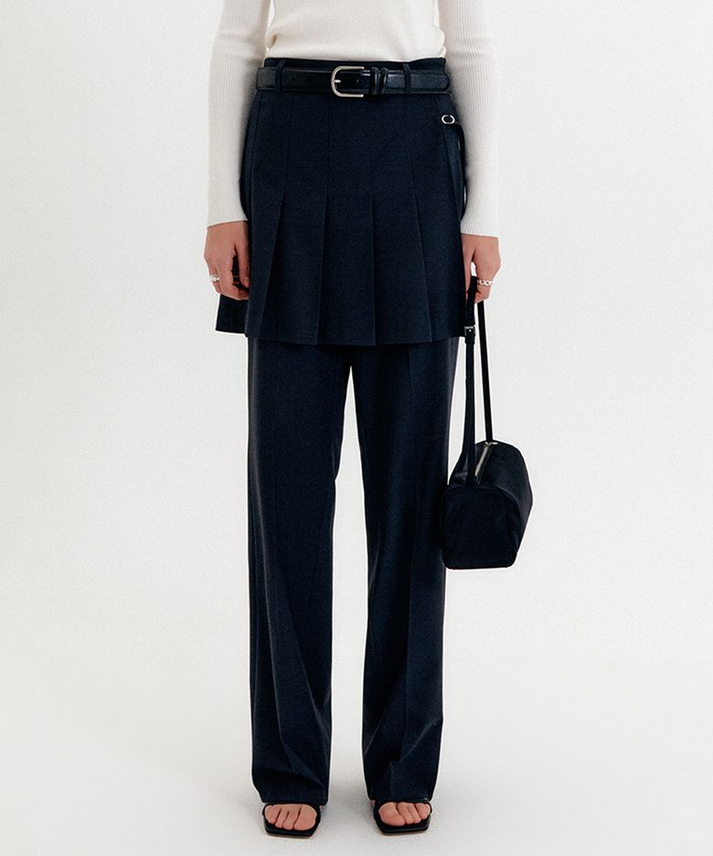 볼린 플리츠 레이어드 팬츠_차콜 / BOLIN PLEATED LAYERED PANTS_CHARCOAL
