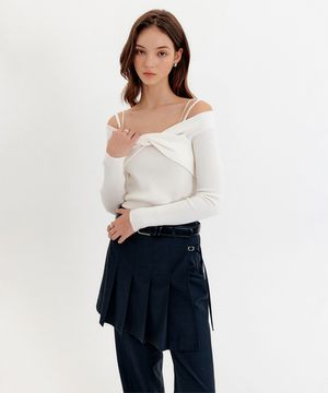 리나 스트링 오프숄더 니트_아이보리 / LINA STRING OFF SHOULDER KNIT_IVORY