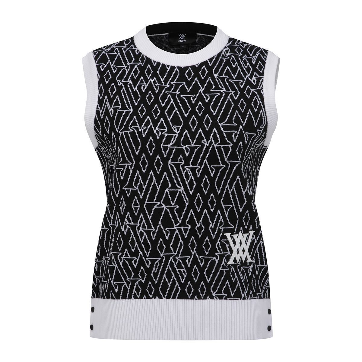 어뉴골프(ANEW GOLF) WOMEN SP LOGO PATTERN KNIT VEST_BK