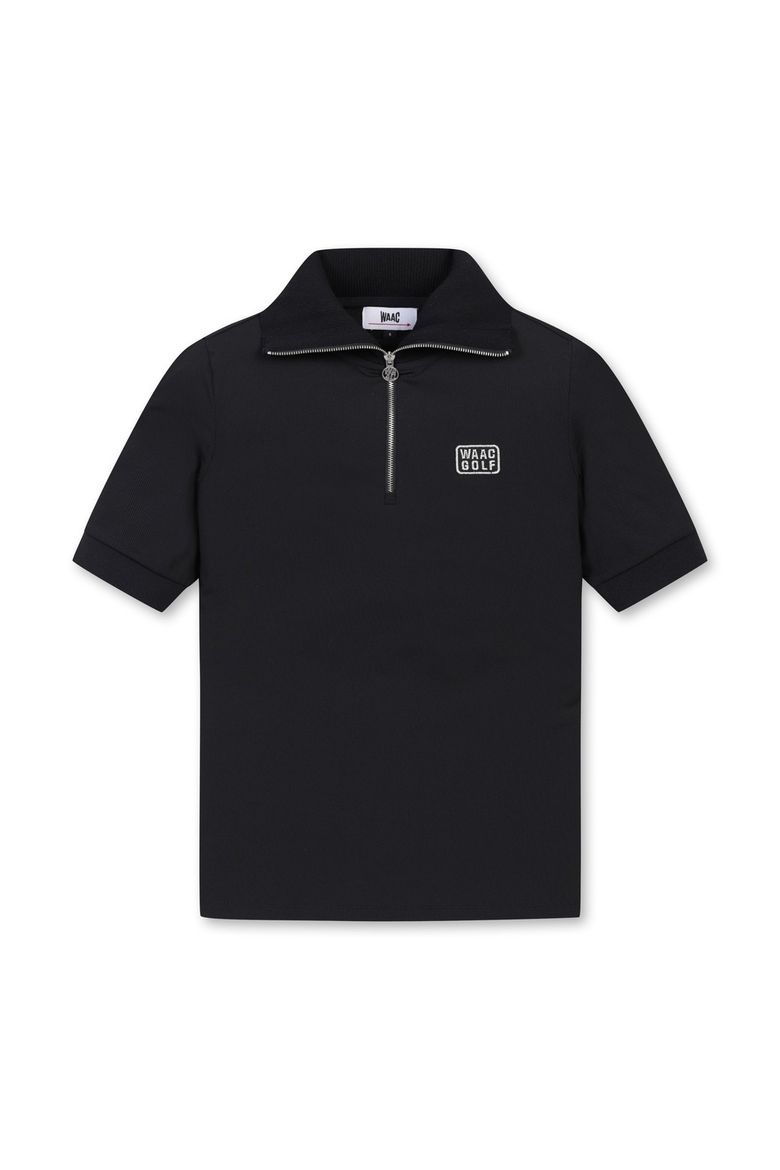 Women Cool Ribbed Quarter-zip SS Top_WWTCM25208BKX