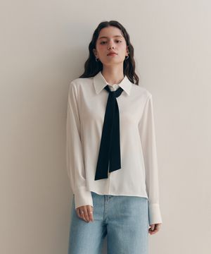 [3컬러][반팔&긴팔ver.] 데일리 타이 블라우스