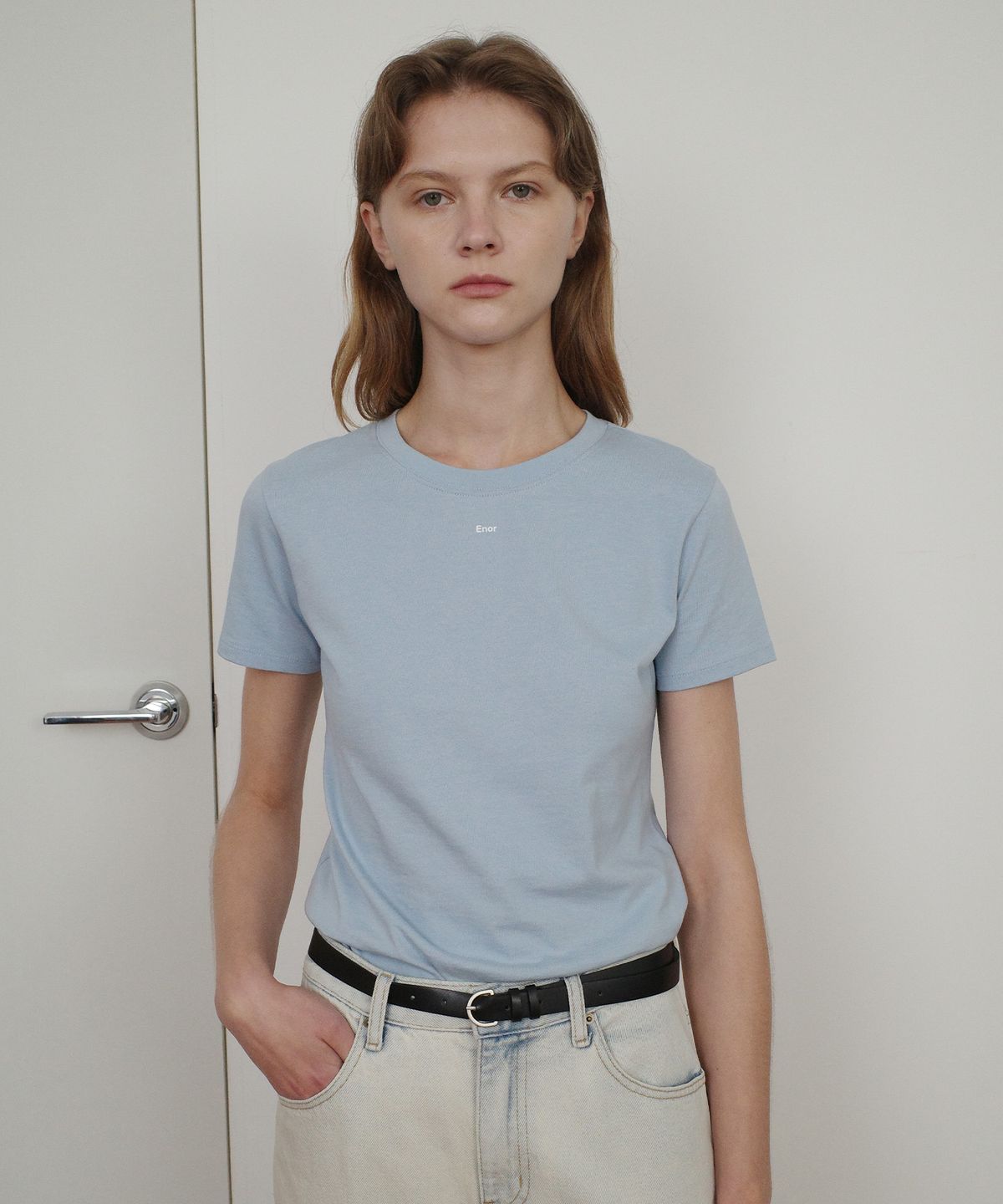 엔오르(EN OR) BASIC ENOR CROP T-SHIRT - BLUE