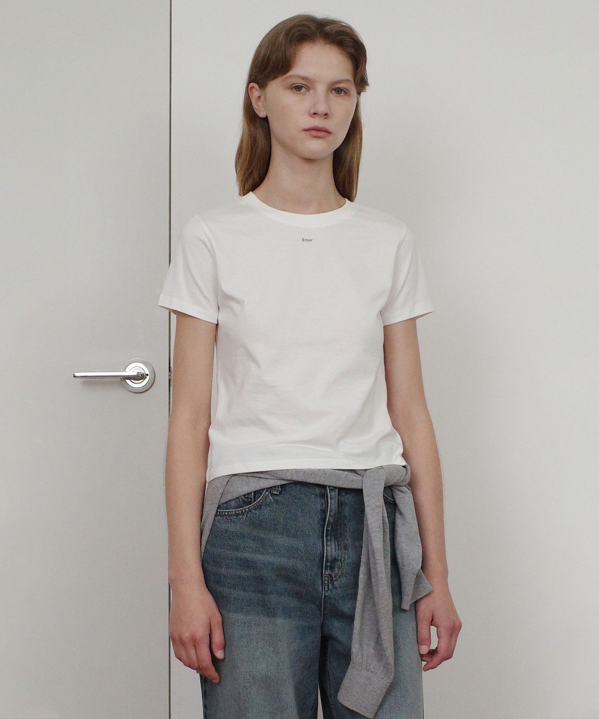 엔오르(EN OR) BASIC ENOR CROP T-SHIRT - WHITE