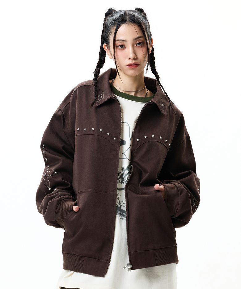 STUDDED WORK JACKET BROWN