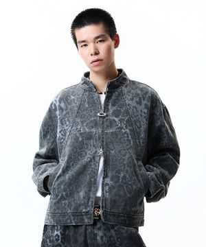 LEOPARD TWILL JACKET CHARCOAL