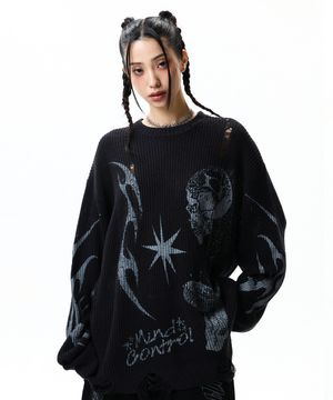 CRITIC CHAOS DAMAGE KNIT BLACK