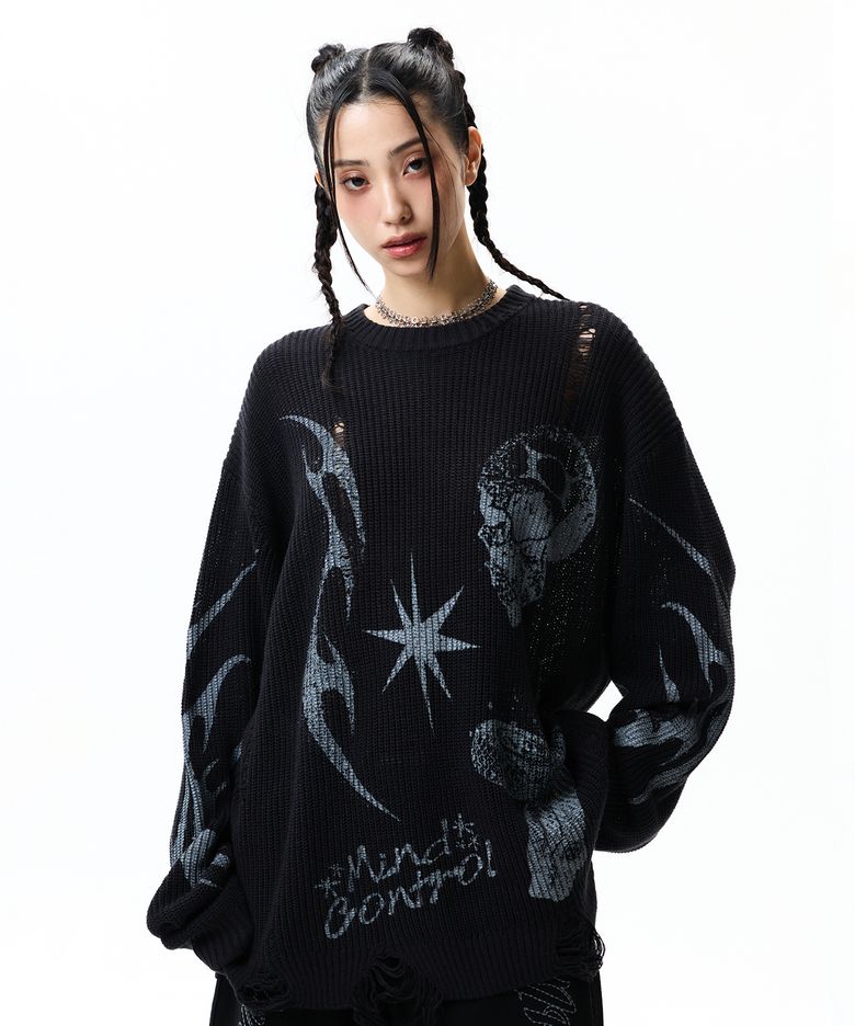 CRITIC CHAOS DAMAGE KNIT BLACK