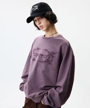 SPIKE WORMHOLE SWEAT SHIRTS PURPLE