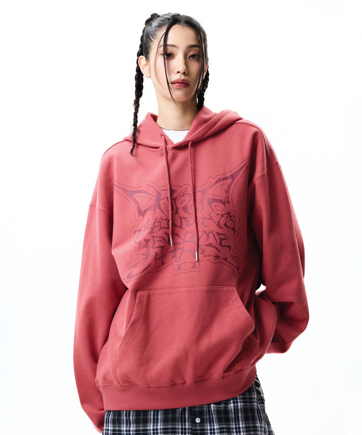 크리틱(CRITIC) CRACK LETTERING HOODIE PINK