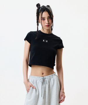 OG WORMHOLE LOGO CROP T-SHIRTS BLACK