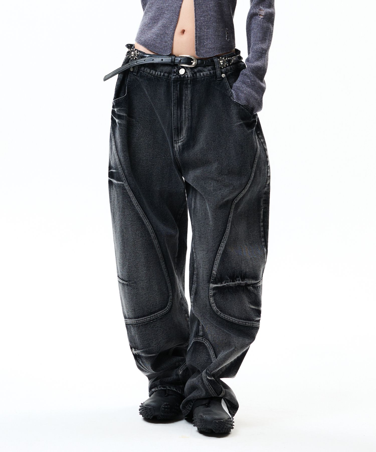 MUSINSA | CRITIC VORTEX FADED DENIM PANTS BLACK