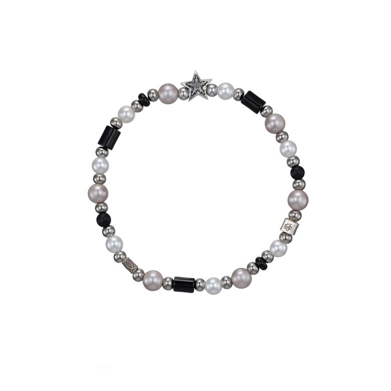 Black Ash Pink Sea Star Beads Bracelet