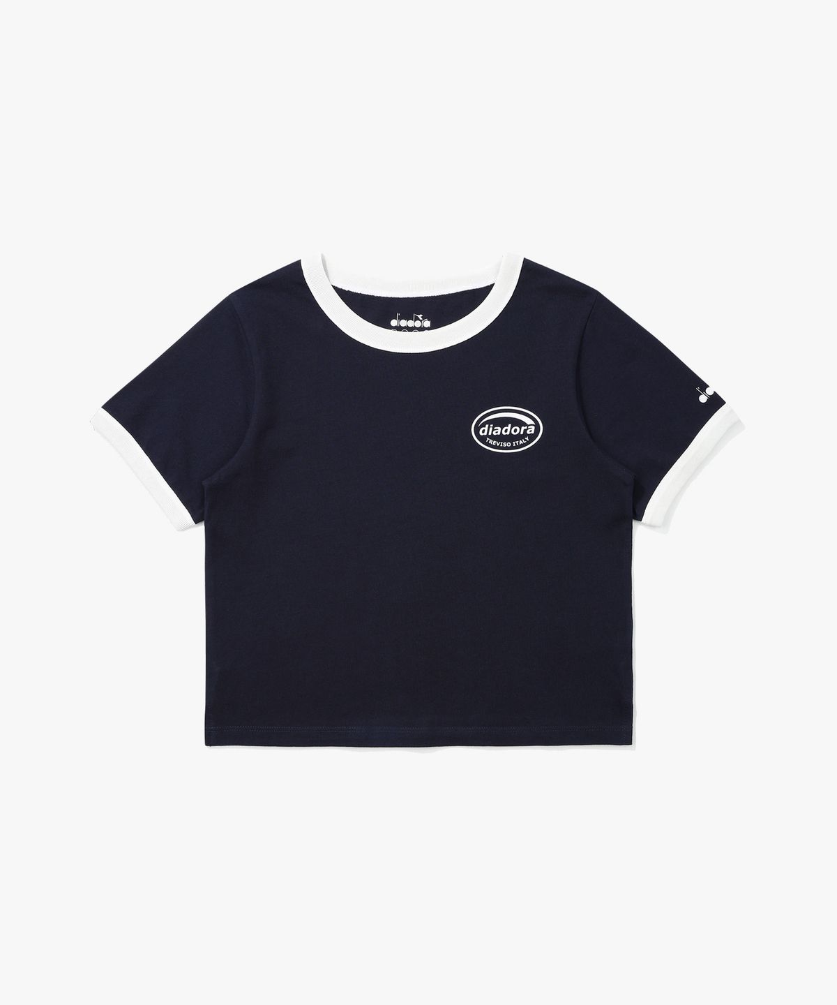 디아도라(diadora) 위켄드 링거 반팔 티셔츠 우먼 NAVY