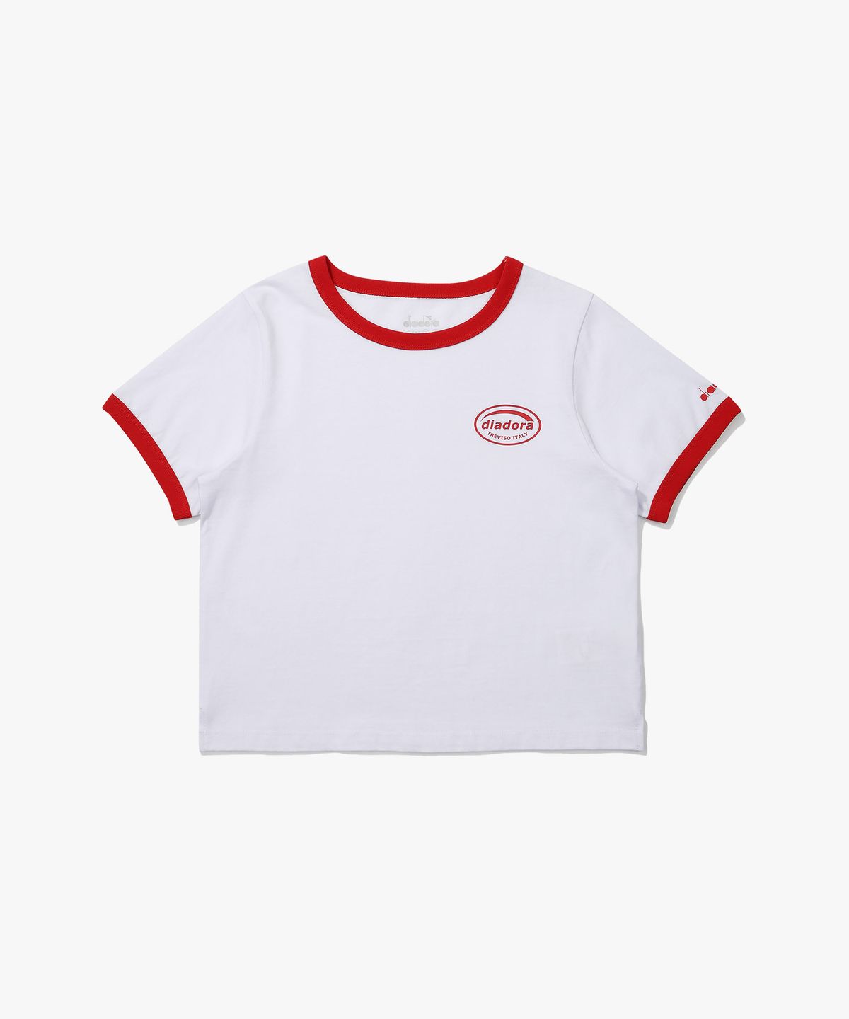 디아도라(diadora) 위켄드 링거 반팔 티셔츠 우먼 WHITE