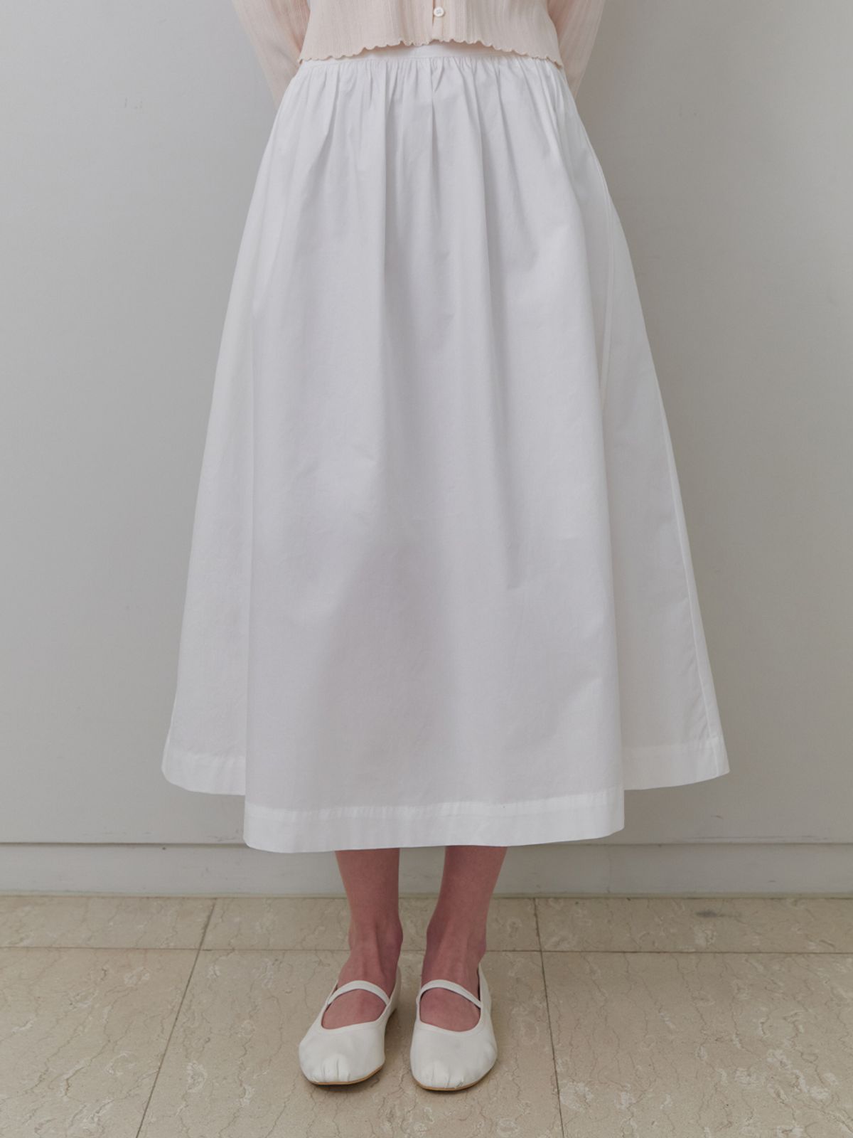 리엘(RE L) Heidi shirring skirt (white)