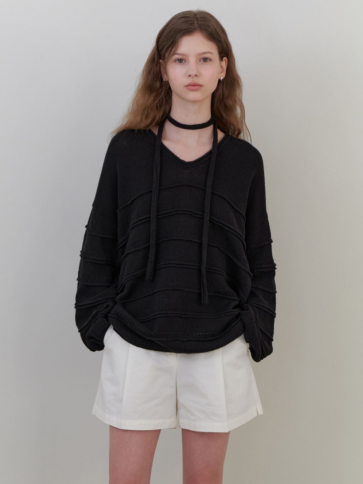 리엘(RE L) Soup overfit v knit (black)
