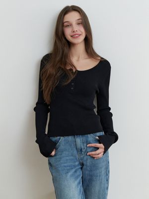 Bonny button knit (black)