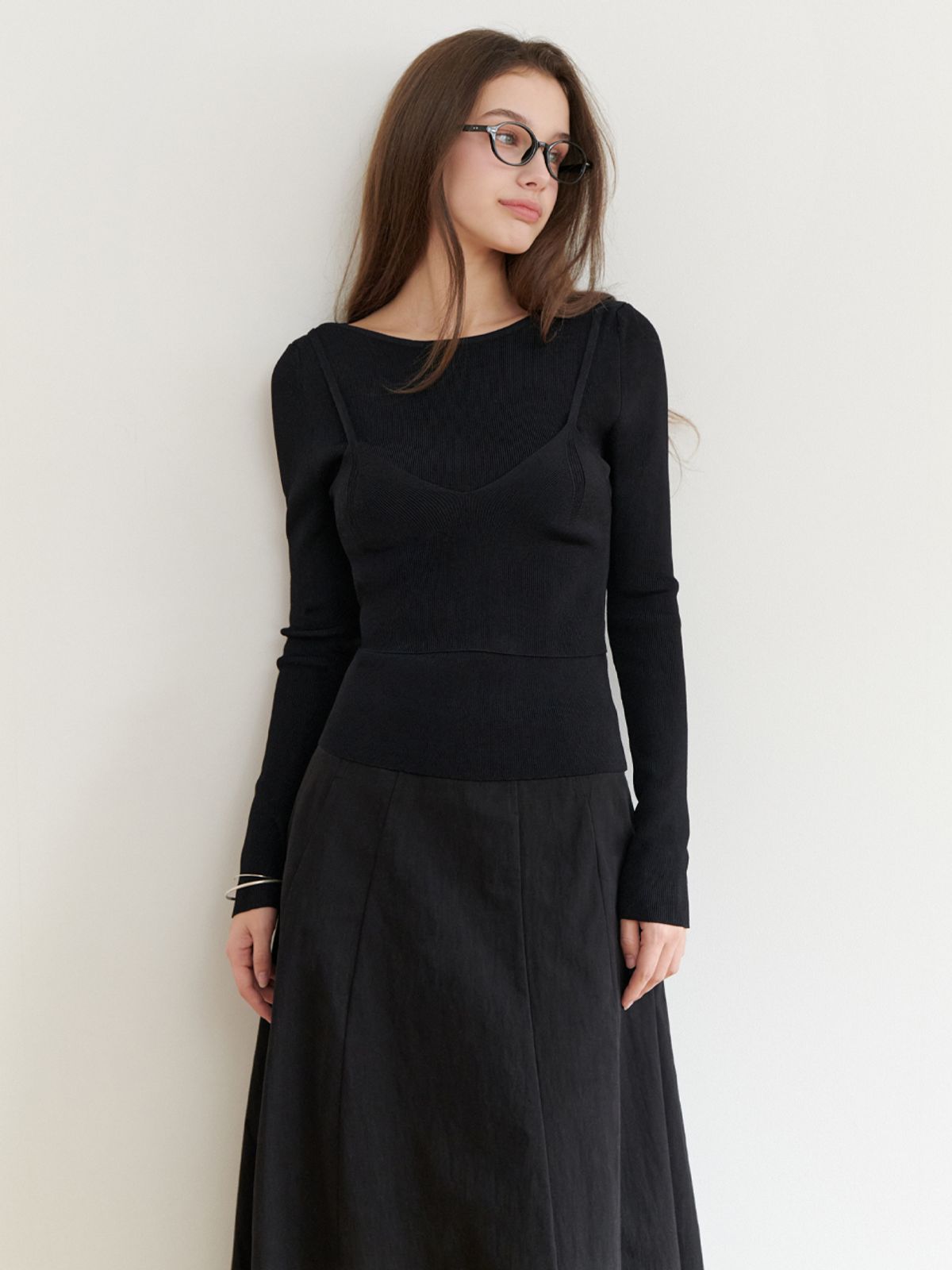 리엘(RE L) Villa bustier knit_2piece (black)