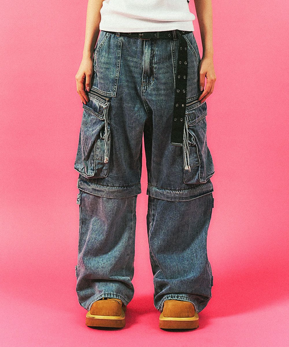 MUSINSA | SCHISM INDUCING DENIM BIG CARGO PANTS BLUE