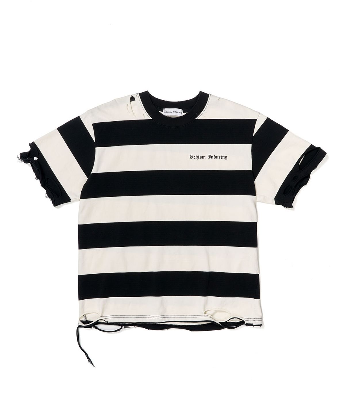 스키즘 인듀싱(SCHISM INDUCING) BORO STRIPE T SHIRT BLACK