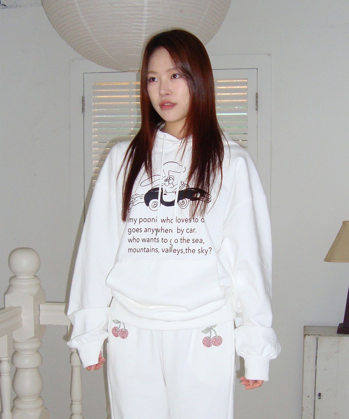 이니미니(INIMINI) pooni car hoodie (white/lemon)