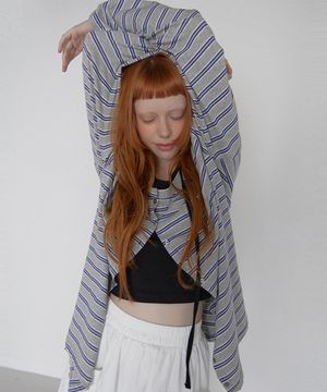 Stripe Button Long Sleeve Melange Gray