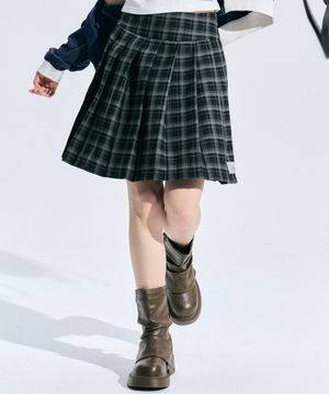 에린 체크 플리츠 스커트 [CHARCOAL]