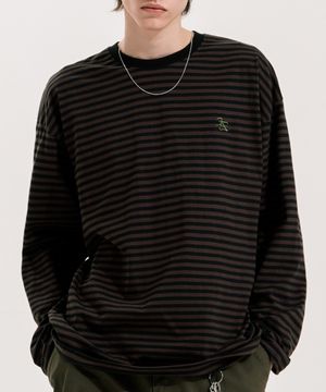 리듬 스트라이프 긴팔티셔츠 딥브라운 KMLT6850