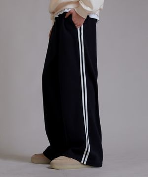 트레이닝 삥줄 트랙 와이드 팬츠_네이비