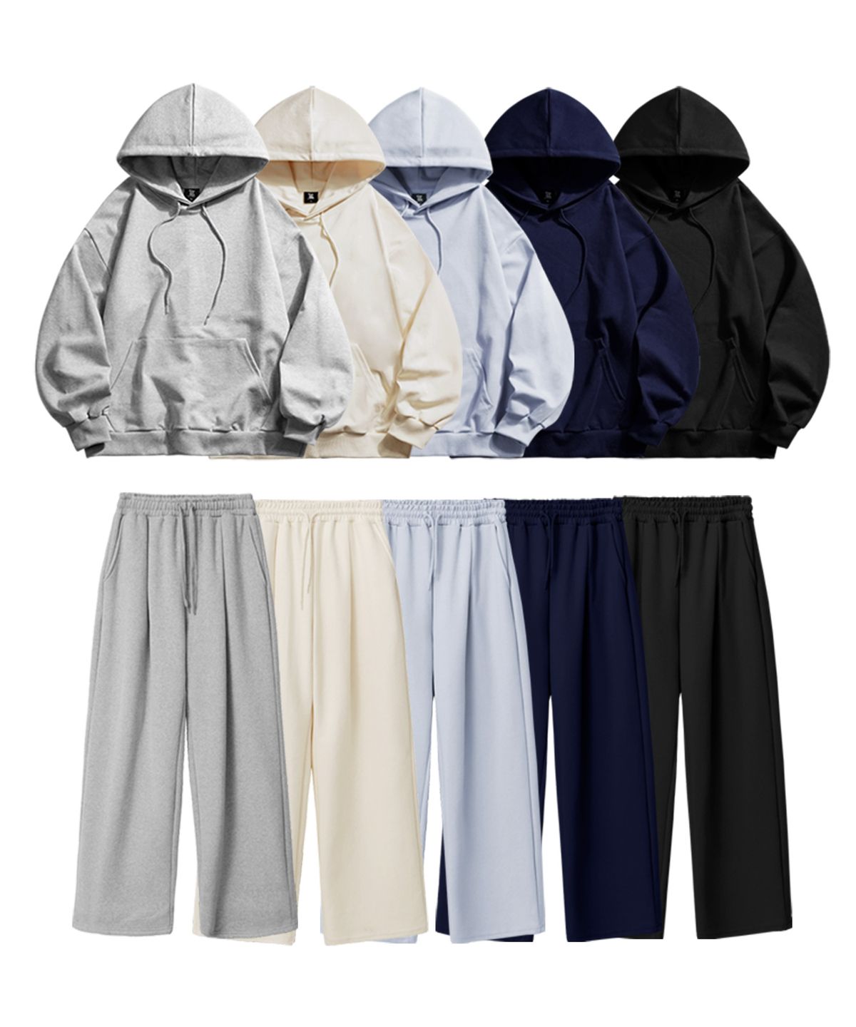 라이크더모스트(LIKE THE MOST) 핀턱 팬츠 오버 후디 셋업_5colors