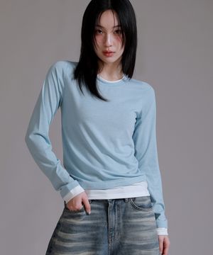 베이직 라인 레이어드 티셔츠_소라