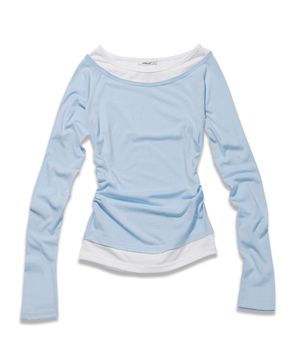 셔링 포인트 오프 레이어드 티셔츠_소라