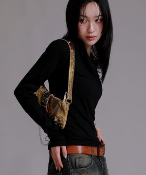 베이직 라운드 골지 티셔츠_블랙