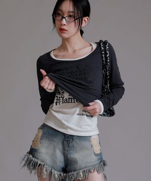 23.7 레터링 유넥 티셔츠_차콜