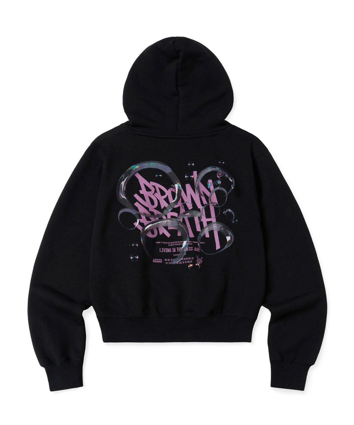 브라운브레스(BROWNBREATH) W BUBBLE TAG HOODIE - BLACK